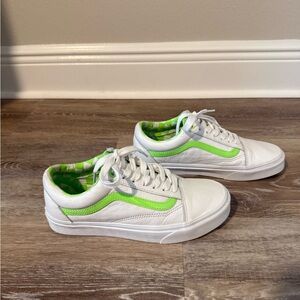 Vans Sneakers in White and Neon Green Women’s size 7.5 or Men’s 6